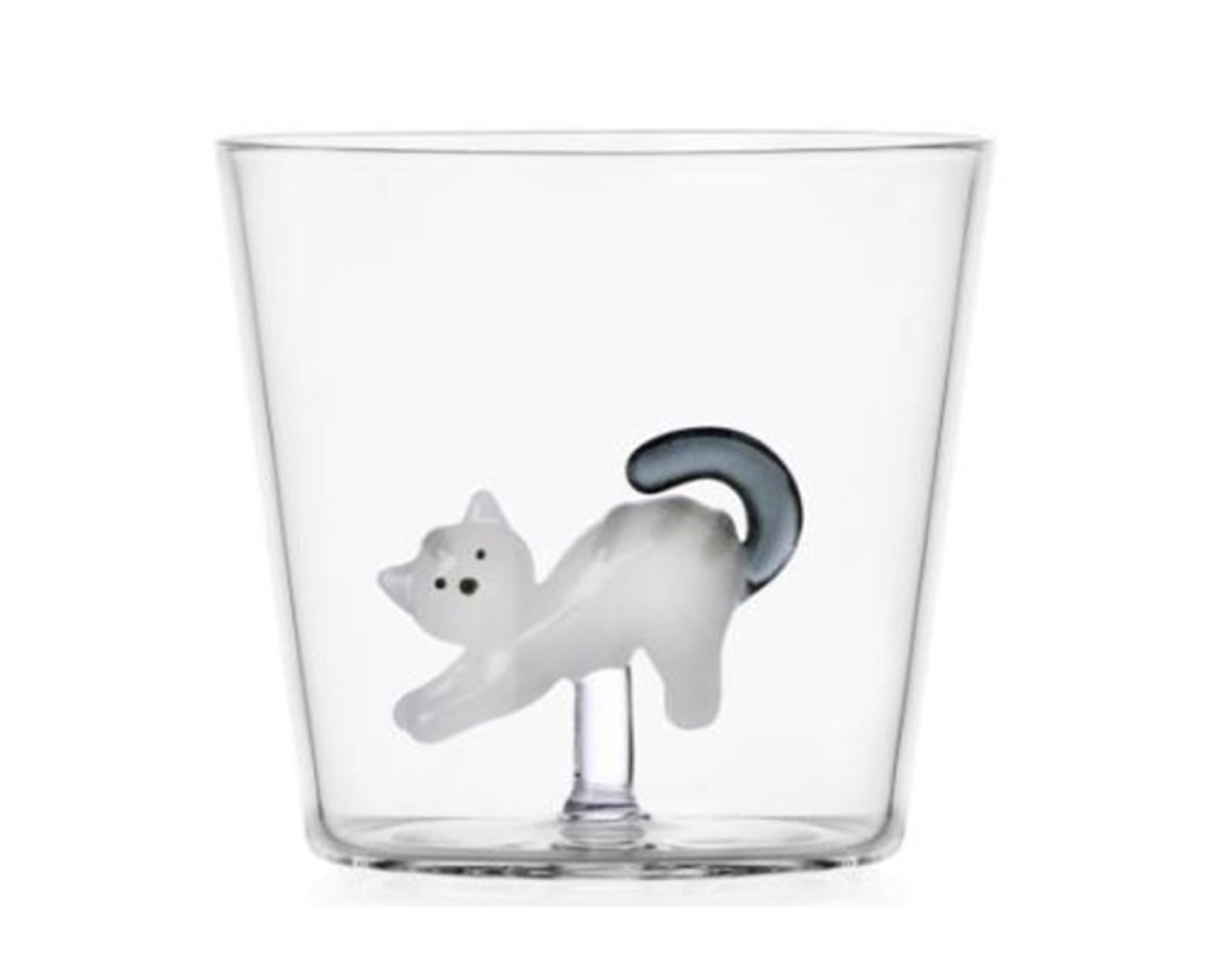 Bicchiere Tumbler Tabby Cat Gatto Bianco Coda Grigia Ichendorf