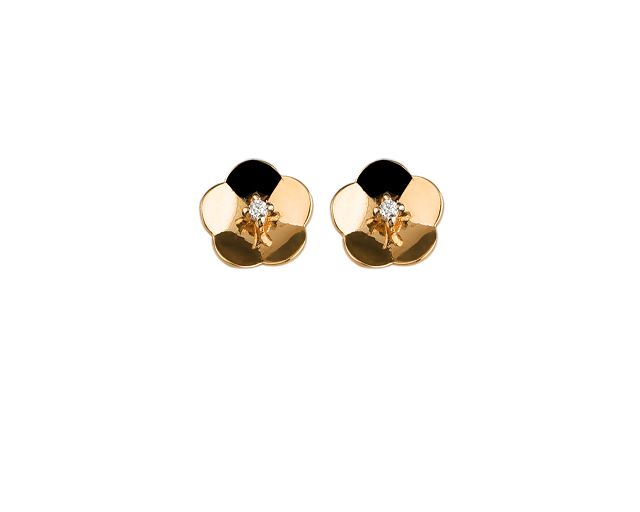 Orecchini a fiore oro 750‰ con diamante