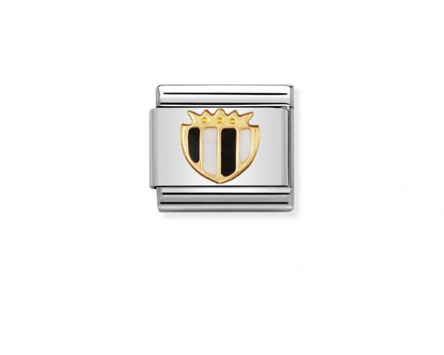 Scudetto nero bianco composable acciaio oro e smalto