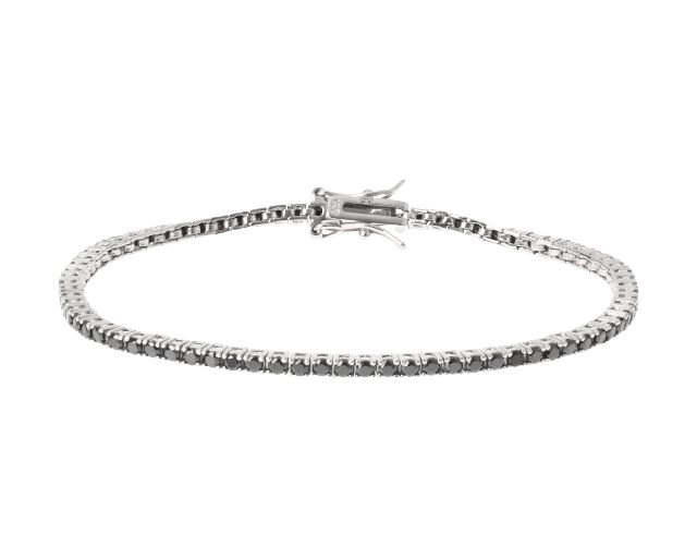 Bracciale tennis argento 4 griffe con zirconi neri