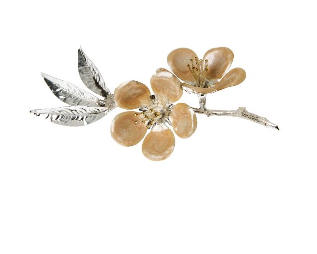 Peach flower silver white