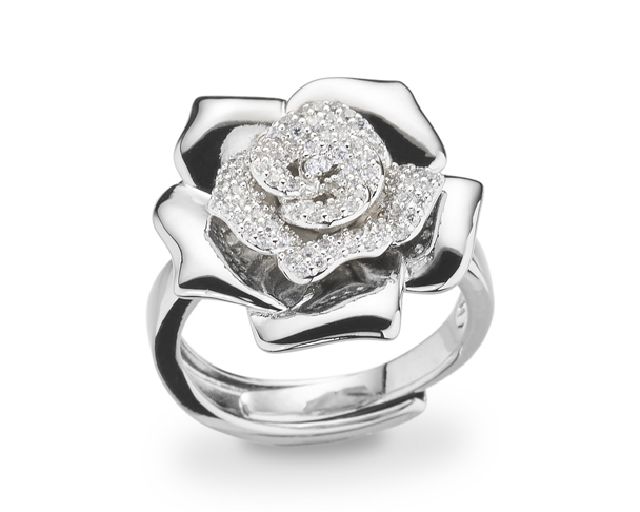 Anello aperto ottone con cubic zirconia