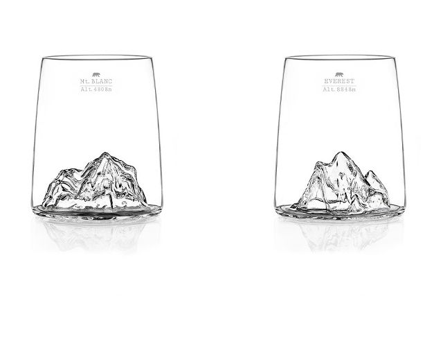 Set bicchieri shooters topographic monte bianco/everest 2 pezzi