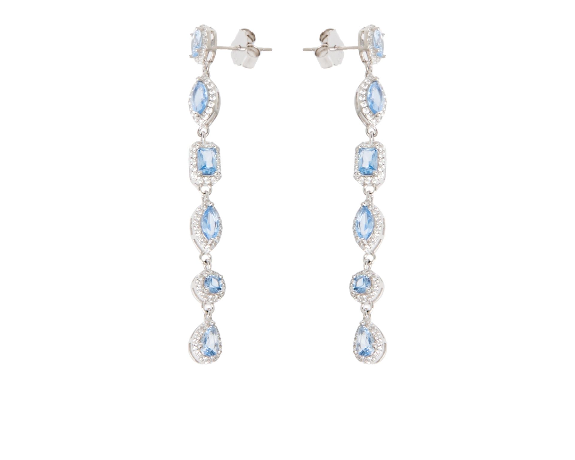Orecchini Argento Con Zirconi Acquamarina E Bianchi Sovrani 187449 814j11002