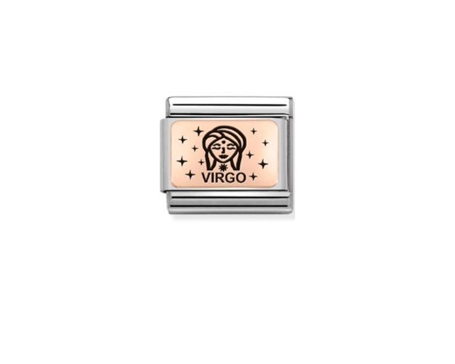 Vergine composable acciaio oro rosa 375 e smalto nero