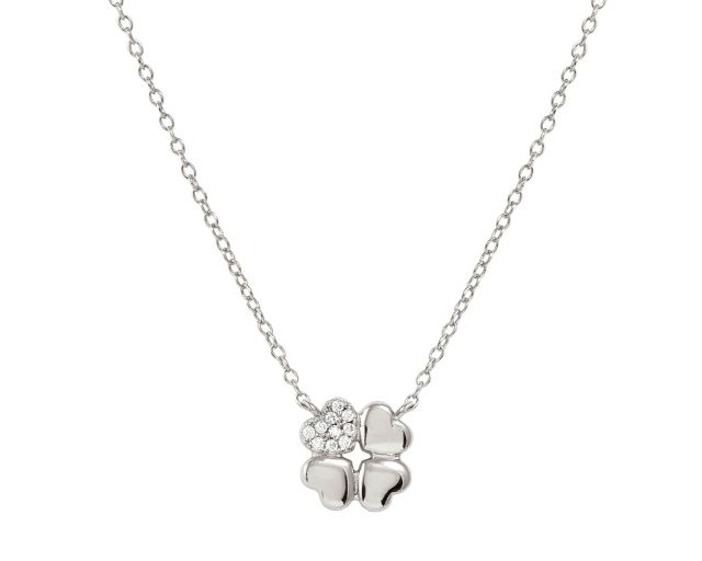 Necklace petit sparkle silver four-leaf clover