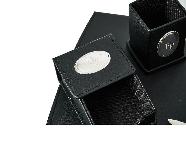 Office Set Bilaminated Silver 5 Pieces Black Selezione Zanolli