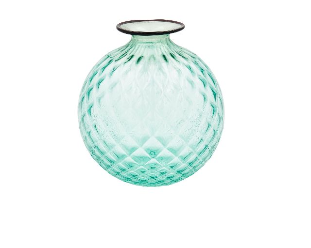 Vaso monofiore balloton vetro di murano verde menta con filo rosso