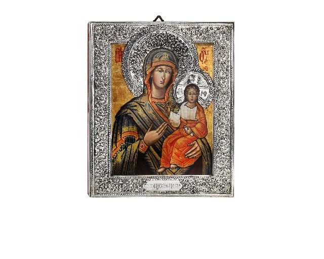 Madonna with child silver blue mantle