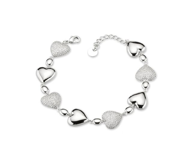 Bracciale cuori ottone con cubic zirconia