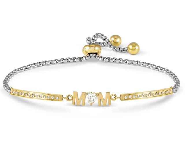 Bracelet milleluci steel with mom and zircons