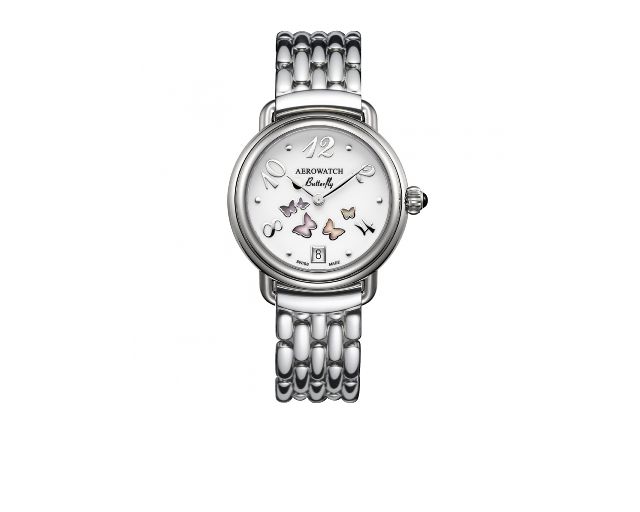 Women's wristwatch steel with butterflyes