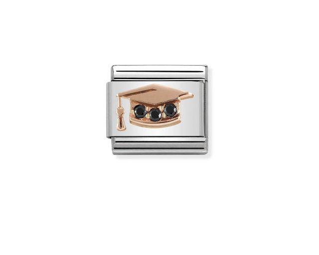 Idea regalo laurea cappello laurea composable acciaio oro rosa 375 e zirconi