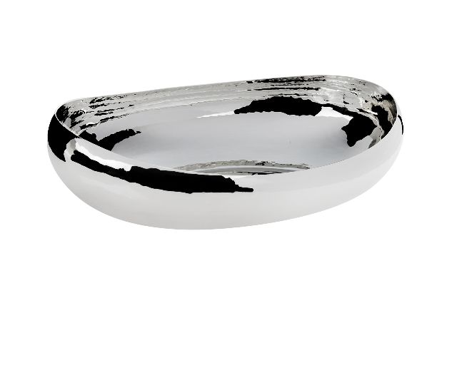 Ciotola ovale battuta bassa silver plated