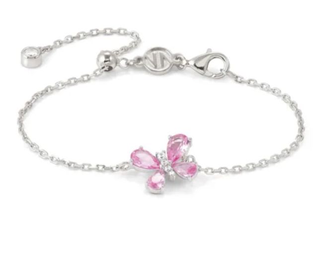 Bracciale shine me up argento farfalla rosa