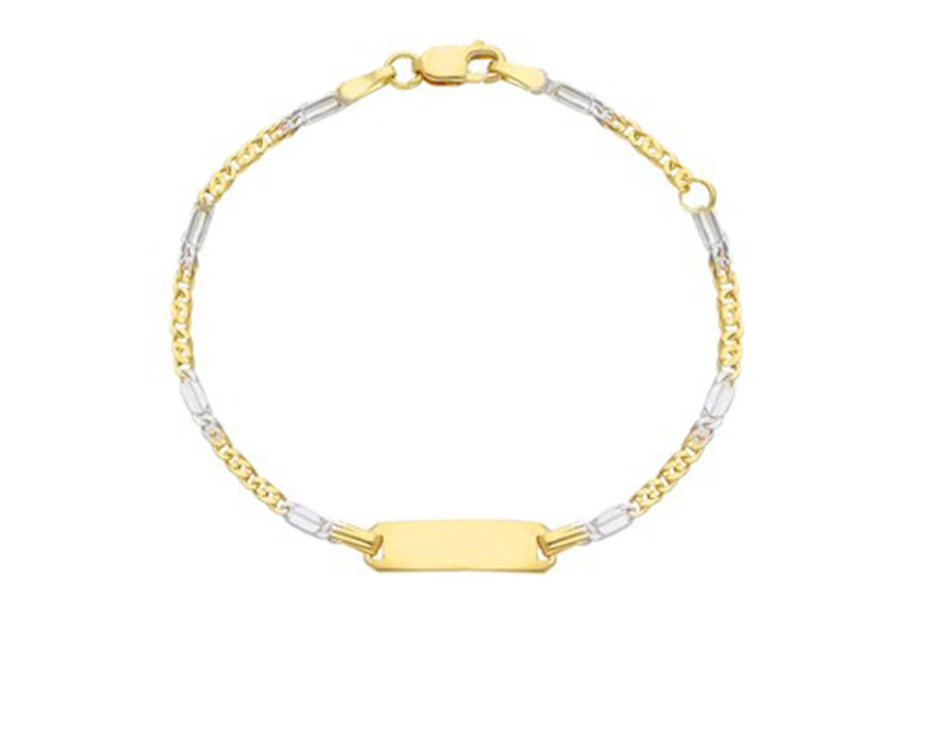 Bracciale Bimbo Oro 750 Giallo E Bianco Con Piastrina Selezione Zanolli