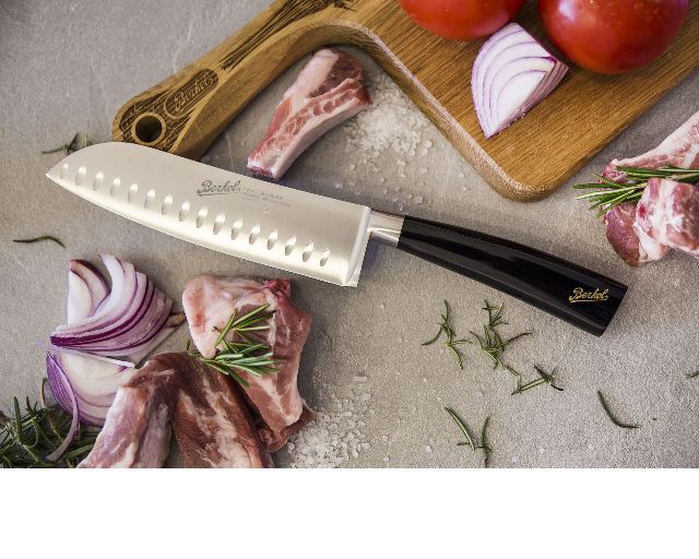 Santoku knife elegance steel with black handle