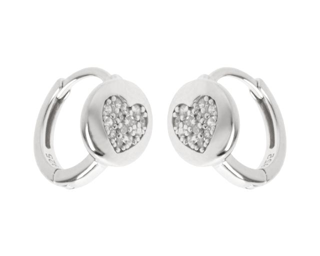 Orecchini argento con tondo cuore di zirconi