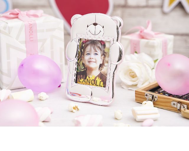 Picture frame forever friends pvd silver teddy bear pink