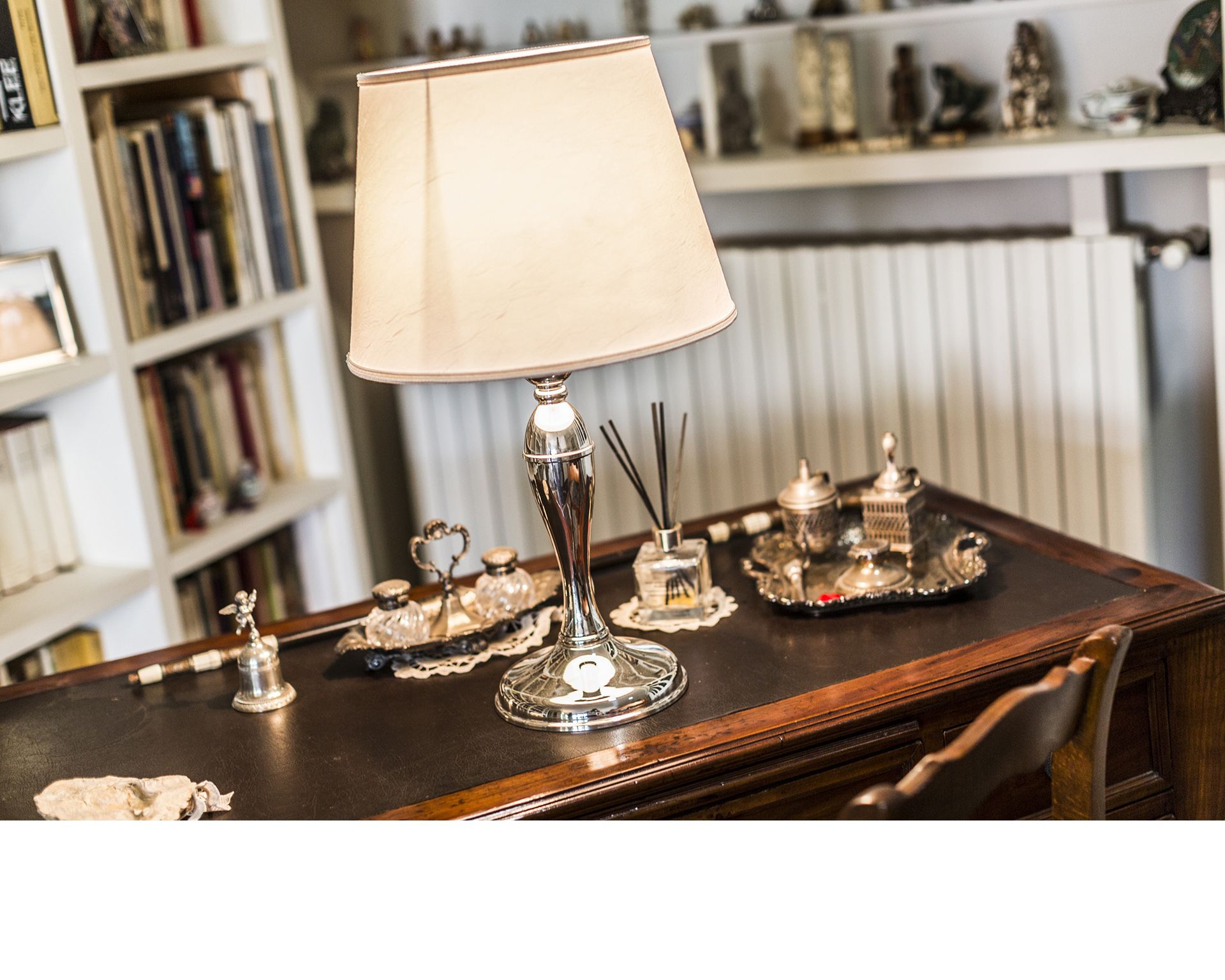 Lamp Silver With White Lampshade Selezione Zanolli
