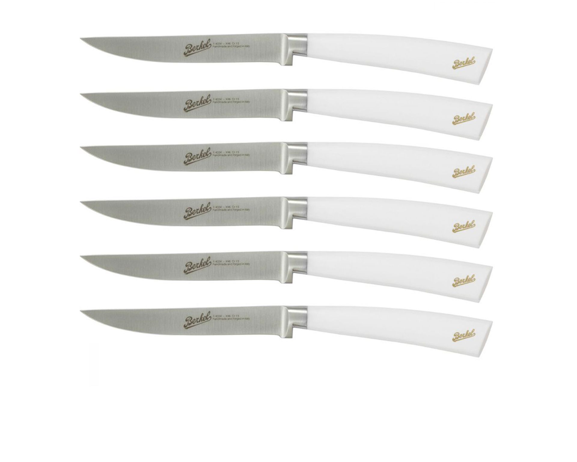 6 Pcs Steak Knife Set Elegance Steel With White Handle Berkel 172611 8406st11srwgb