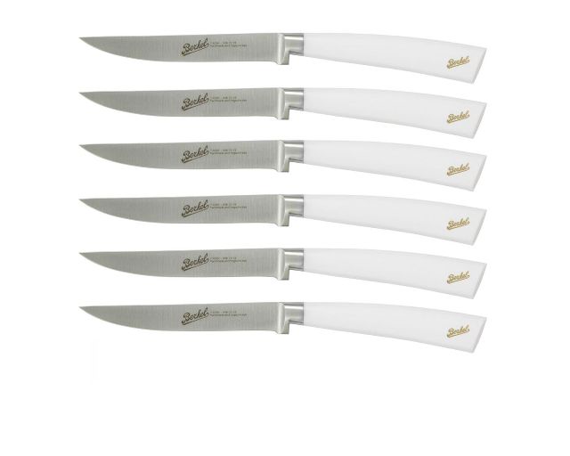 6 pcs. steak knife set elegance steel with white handle