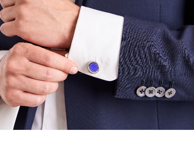 Cufflinks Silver With Blue Bezel Selezione Zanolli 169108 925gm632bl