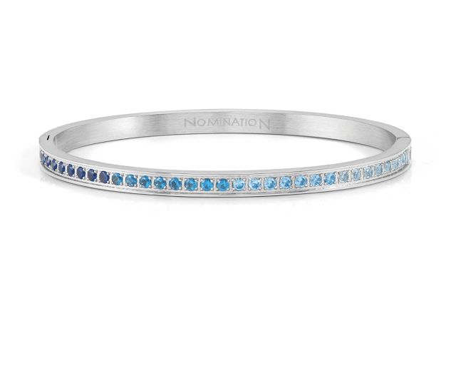 Bracciale pretty bangles acciaio con zirconi azzurri