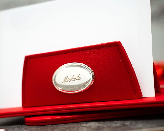 Office Set Bilaminated Silver 5 Pieces Red Selezione Zanolli