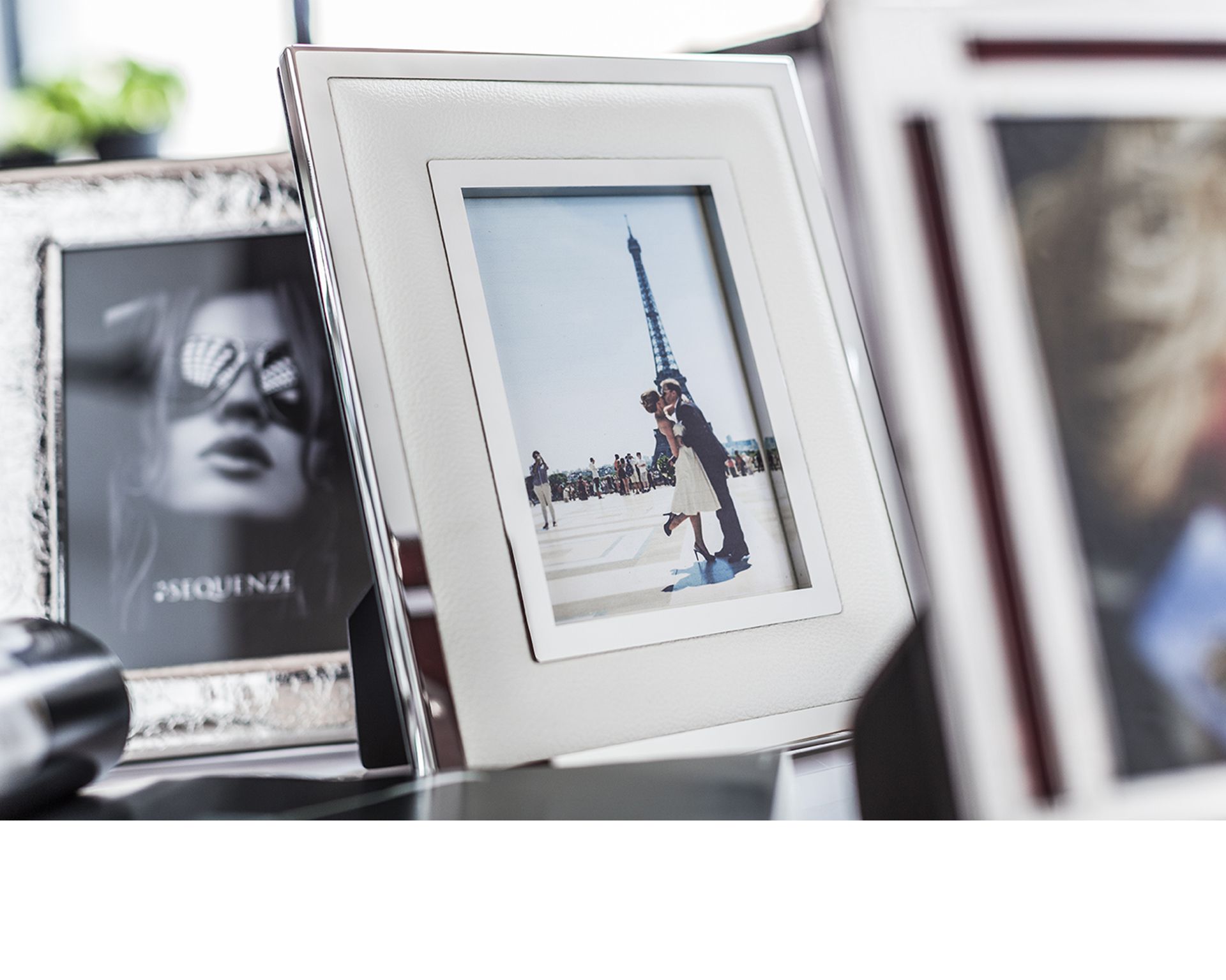 Picture Frame Steel And White Leather Selezione Zanolli