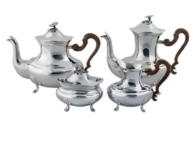 Servizio da caffè argento barocco piemontese