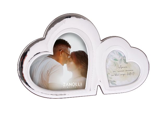 Cornice doppia argento pvd a forma di cuore