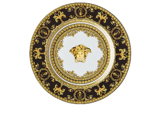 Piatto piano dessert baroque porcellana nero