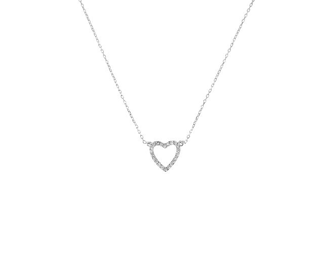 Collana cuore argento con zirconi bianchi