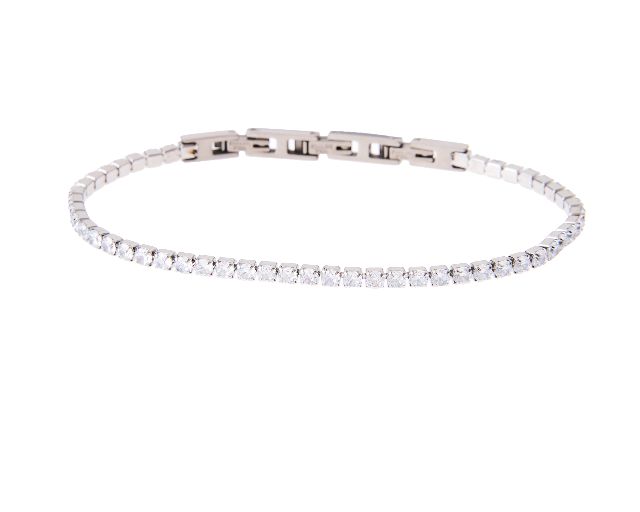 Bracciale tennis uomo acciaio e zirconi bianchi