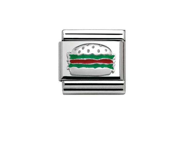 Hamburger composable steel silver and enamel