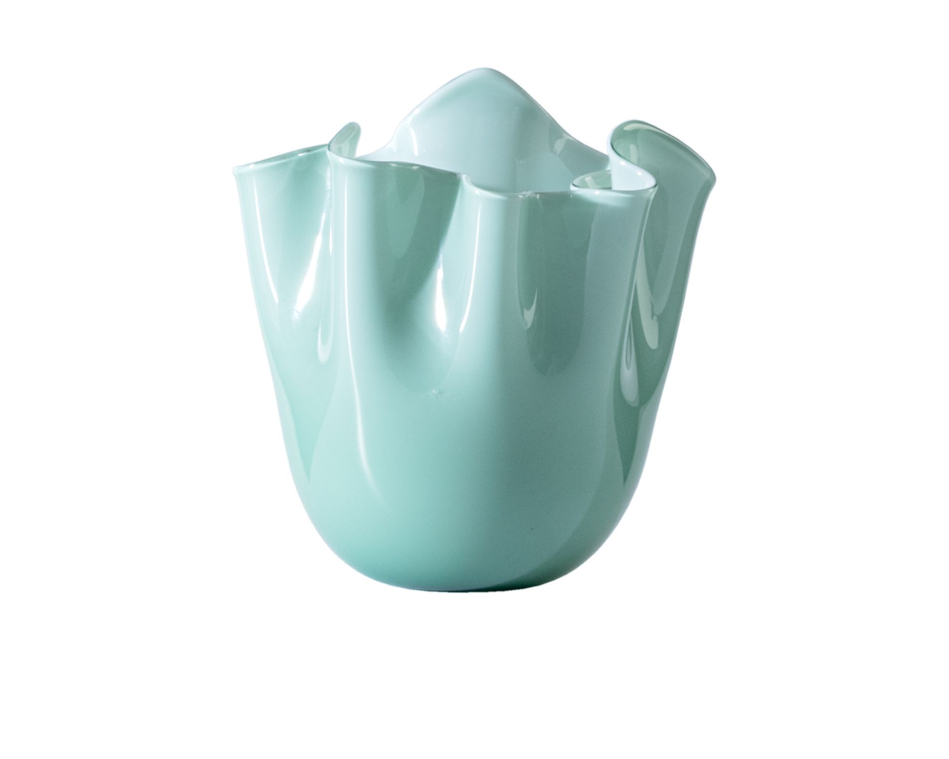 Vaso Fazzoletto Vetro Di Murano Opalino Verde Rio Venini 169707 93170000vrvr