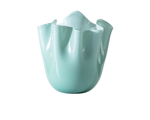Vaso fazzoletto vetro di murano opalino verde rio