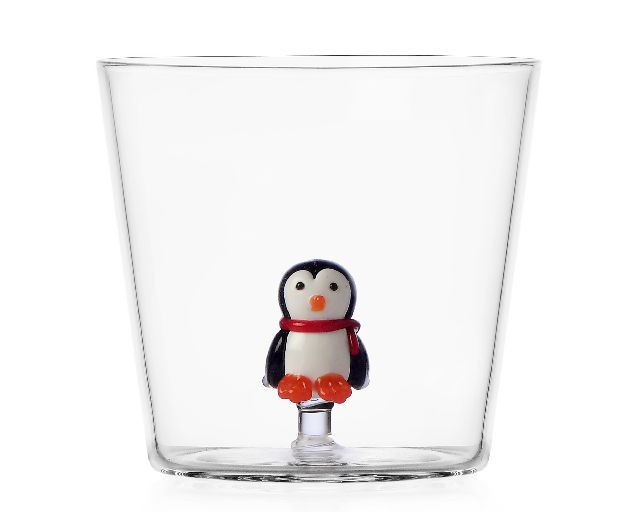 Idea regalo natale bicchiere tumbler pinguino con sciarpa woodland tales