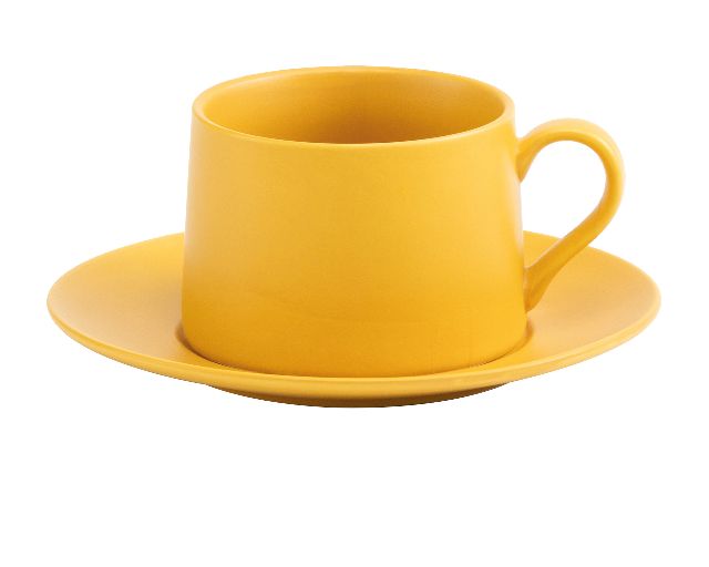 Tazza the con piattino levante porcellana ocra