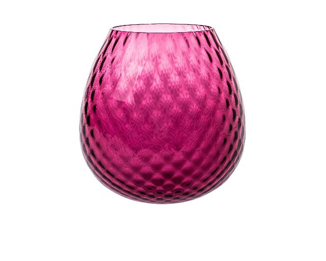 Vaso portacandela macramè xl vetro di murano rubino