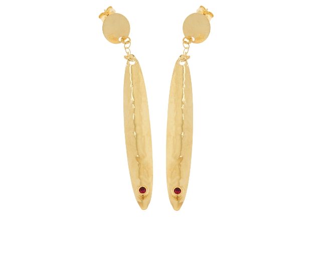 Orecchini argento dorato con zircone rosso