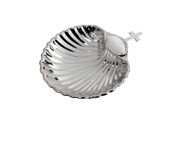 Seashell bilaminated silver with cross