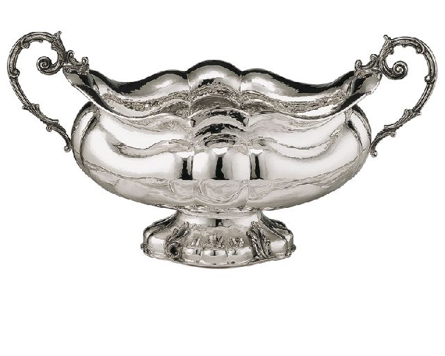 Vasca imperiale argento con manici e volute