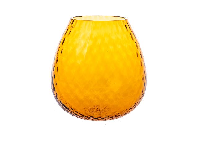 Vaso portacandela macramè xl vetro di murano ambra