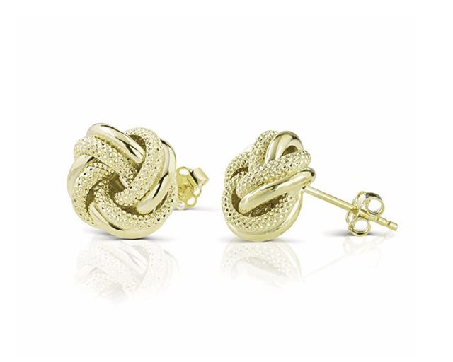 Orecchini oro 9 kt con nodo lucido e zigrinato