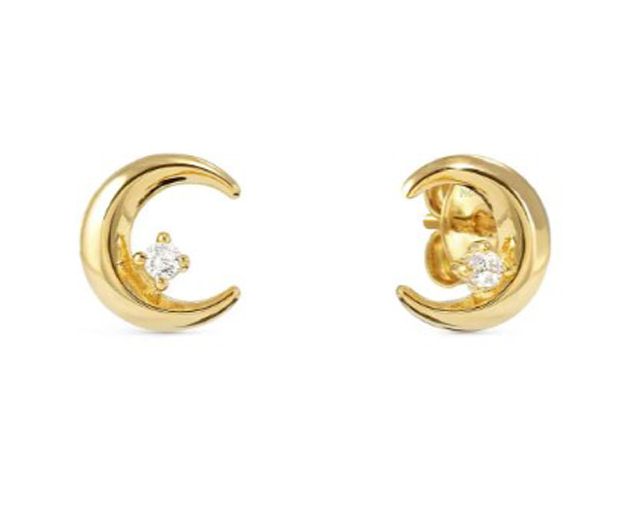 Orecchini dreams beats argento dorato luna con zirconi