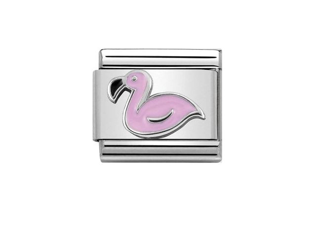 Flamingo composable steel silver and enamel