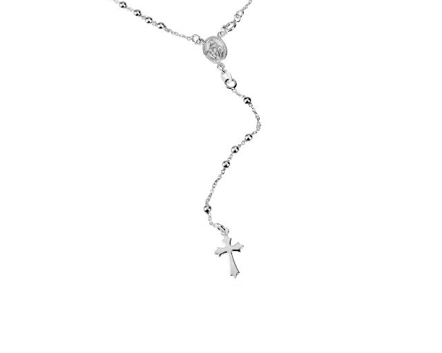 Collana Rosario Argento Con Palline Lucide E Croce Selezione Zanolli 146381 611cl00315