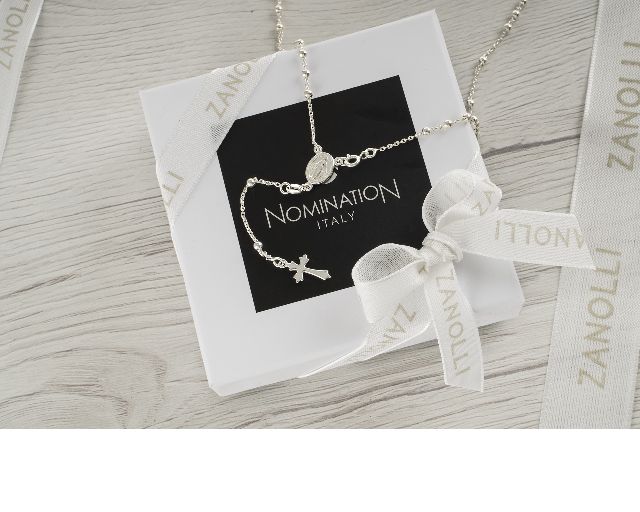 Collana Rosario Argento Con Palline Lucide E Croce Selezione Zanolli 146381 611cl00315
